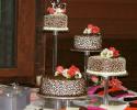 Beautiful chocolate wedding cake with fresh flowers