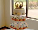 Colorful cupcake tree for wedding reception