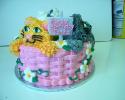 Cute basket cake with a kitty in it!