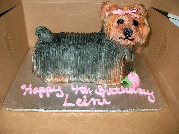 Realistic Yorkie birthday cake